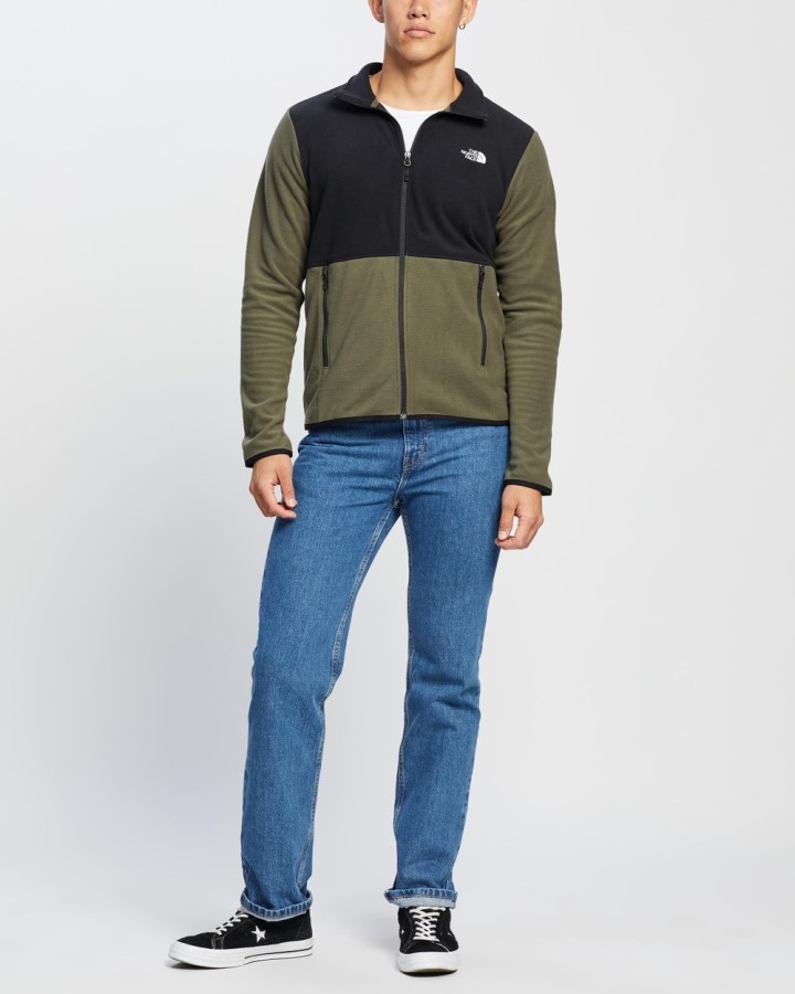 חדש בצבע חום ירוק Tka Glacier מעיל רוכסן מלא The North Face