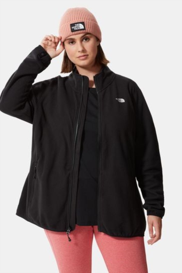 פלוס סייז קרחון שחור מלא רוכסן פליס החזית הצפונית