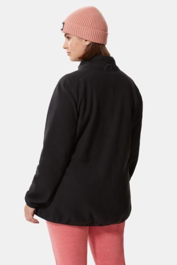 פלוס סייז קרחון שחור מלא רוכסן פליס החזית הצפונית