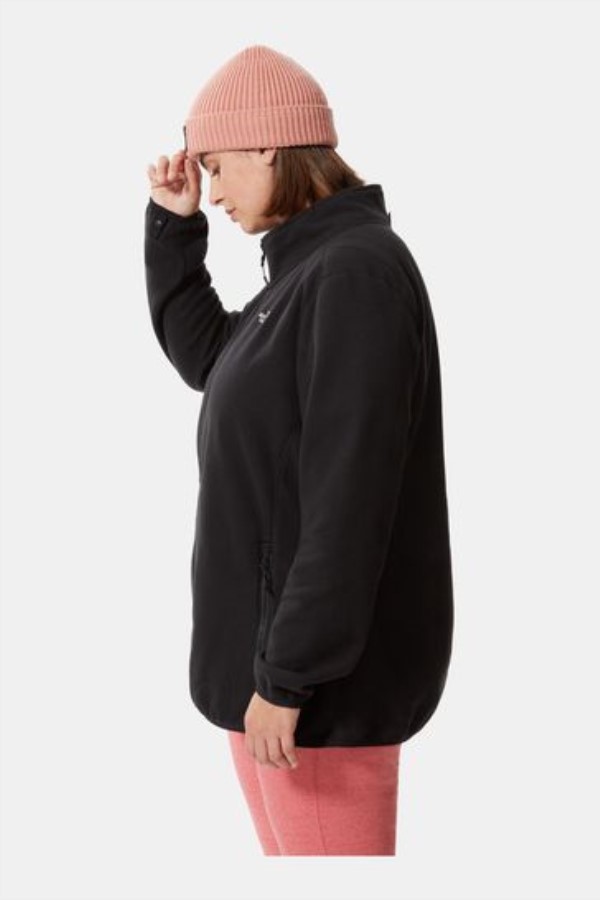 פלוס סייז קרחון שחור מלא רוכסן פליס החזית הצפונית