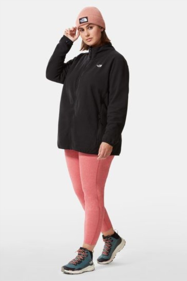 פלוס סייז קרחון שחור מלא רוכסן פליס החזית הצפונית