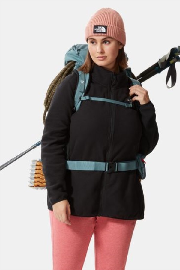 פלוס סייז קרחון שחור מלא רוכסן פליס החזית הצפונית