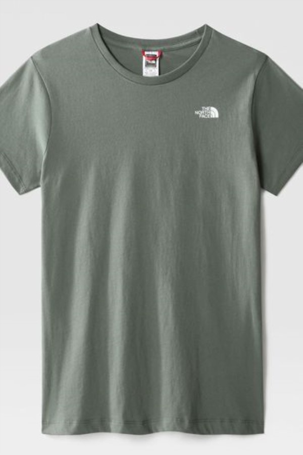 ה-North Face לנשים עם שרוולים קצרים ופשוטים עם כיפה