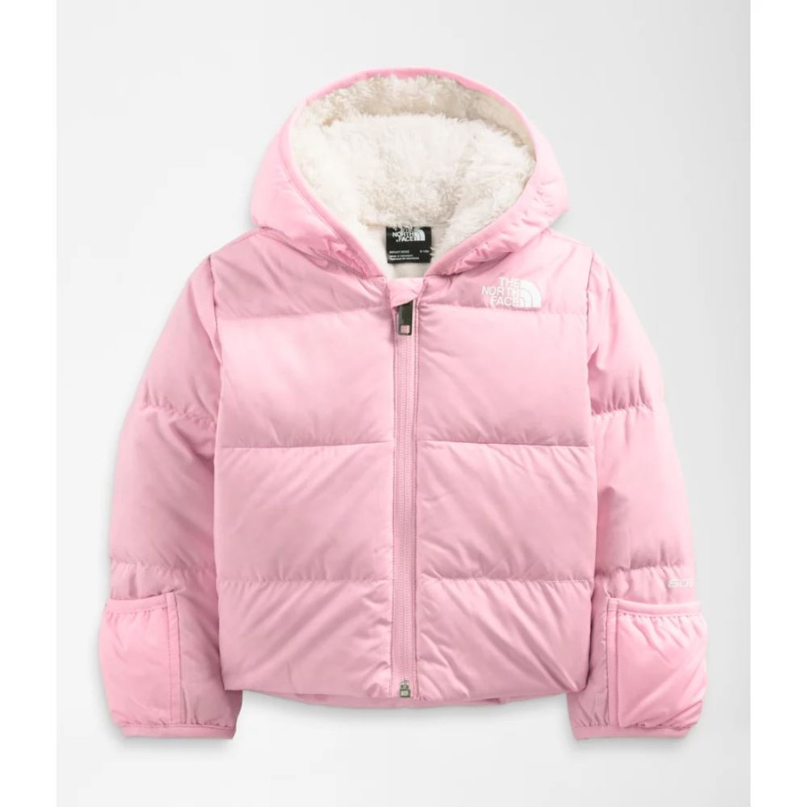 ז'קט קפוצ'ון פוך של תינוק North Face קמיע ורוד