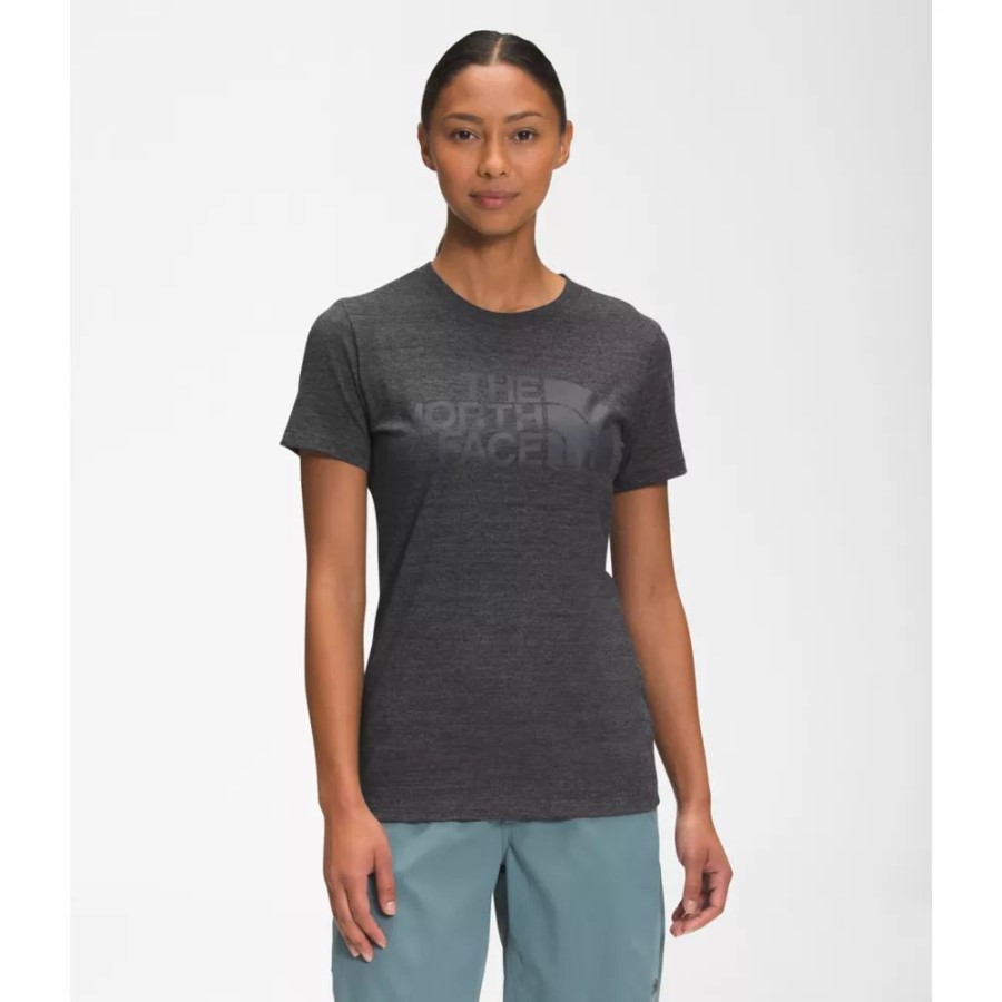 Black Heather The North Face נשים שרוול קצר חצי כיפה טרי בלנד טי