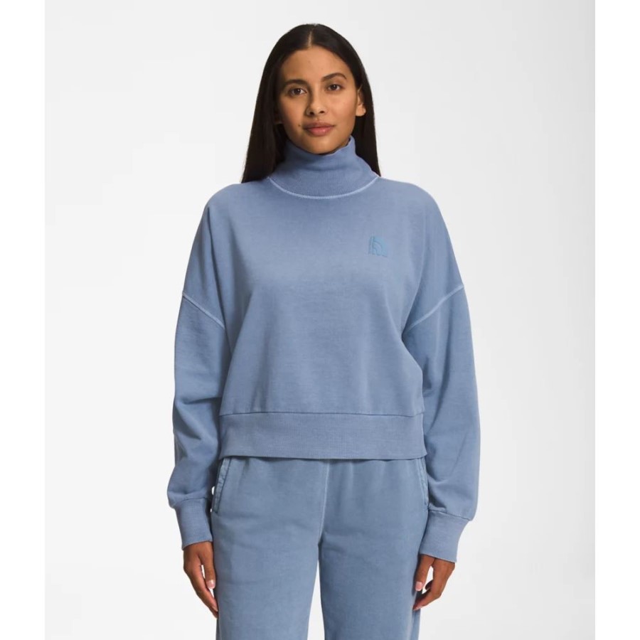 פולק כחול ה-North Face נשים בגד צבע מדומה סוודר צוואר