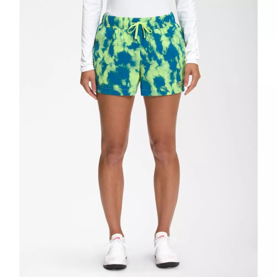ירוק רטרו The North Face נשים מודפסות מכנסיים קצרים בכיתה V