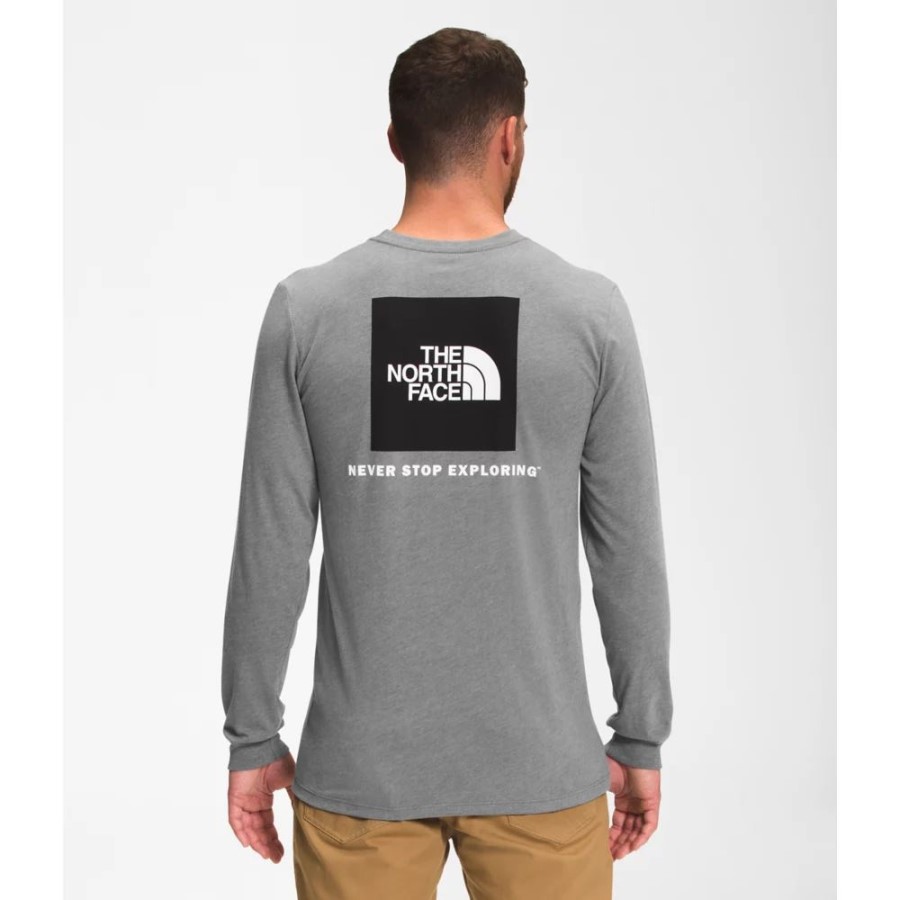 גברים אפורים תיבת שרוול ארוך Nse טי את הפנים הצפוני