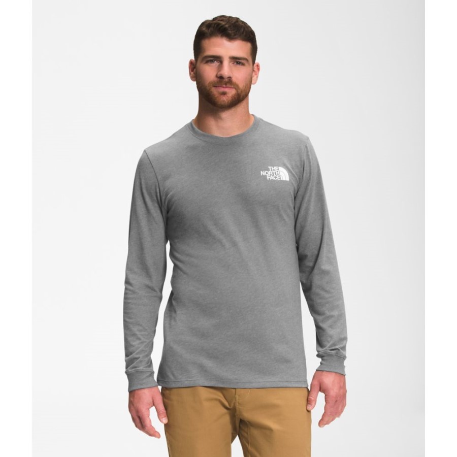 גברים אפורים תיבת שרוול ארוך Nse טי את הפנים הצפוני