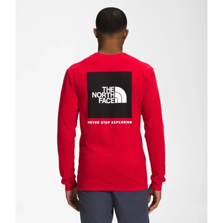 גברים תיבת שרוול ארוך Nse טי הפנים הצפונית אדום שחור