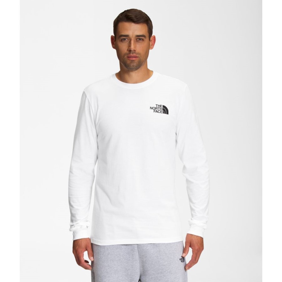 גברים תיבת שרוול ארוך Nse טי לבן שחור הפנים הצפוניות