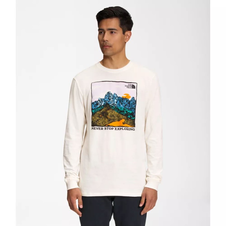 גברים שרוולים ארוכים הזרקת טי הזרקת פנים לבן