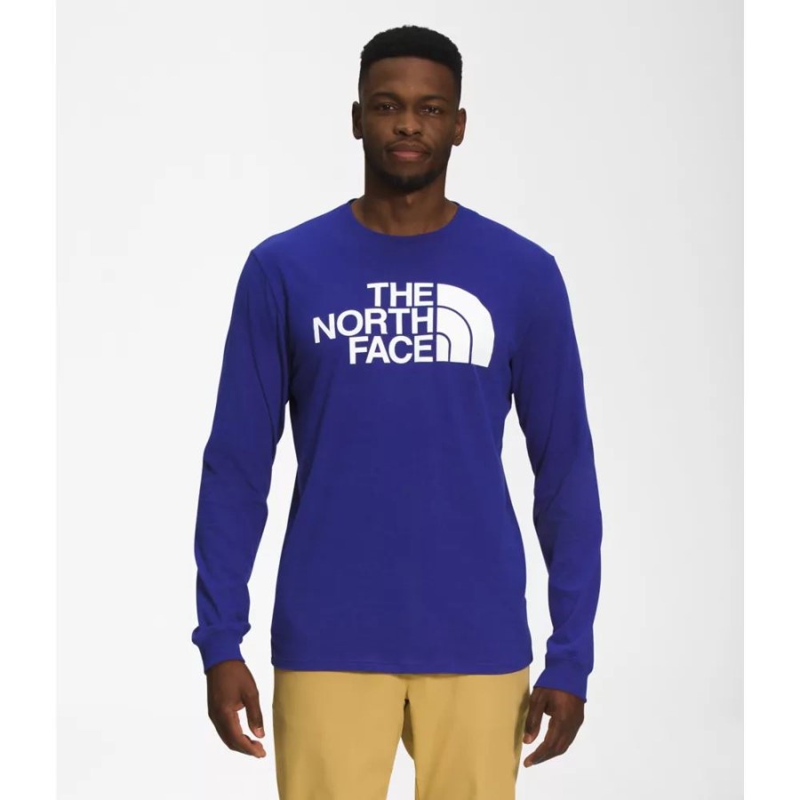 גברים שרוול ארוך חצי כיפה טי הצפון פנים לפיס כחול