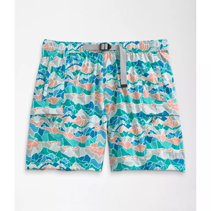 גברים מודפסים מכנסיים קצרים חגורים בכיתה אפור החזית הצפונית