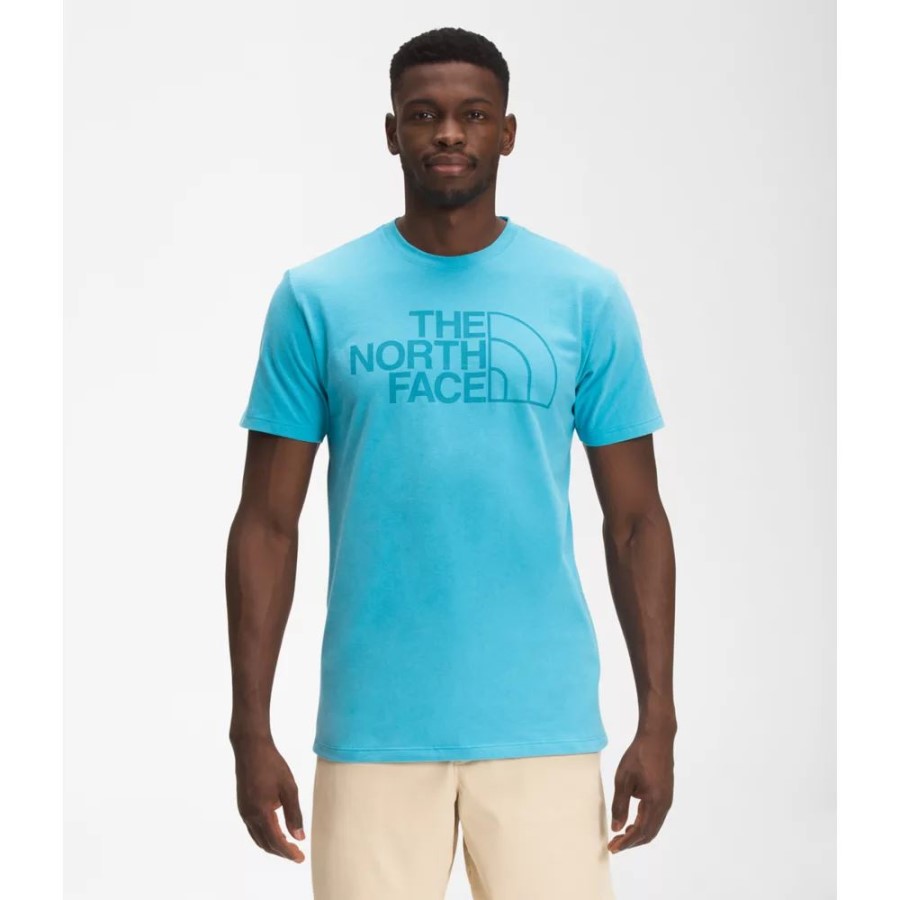 גברים כחולים נורדיים קצרים שרוול חצי כיפה טי הפן הצפוני