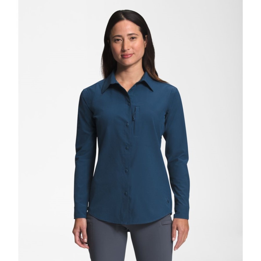 כחול מוצל The North Face נשים Sniktau חולצת שמש עם שרוולים ארוכים