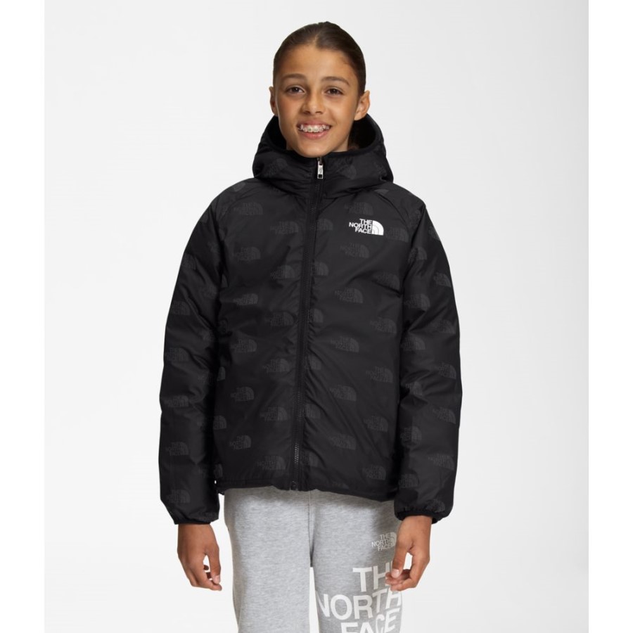 ז\'קט עם קפוצ\'ון עם קפוצ\'ון עם הדפסים שחורים של ה-North Face