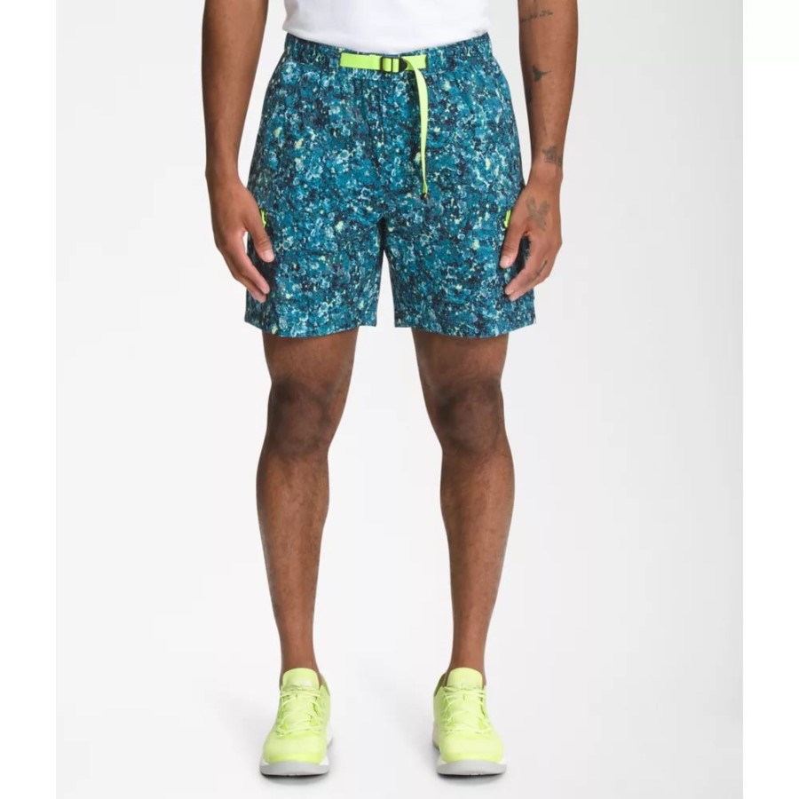 גברים חזזיות כחולות מודפסות מכנסיים קצרים חגורים בכיתה V