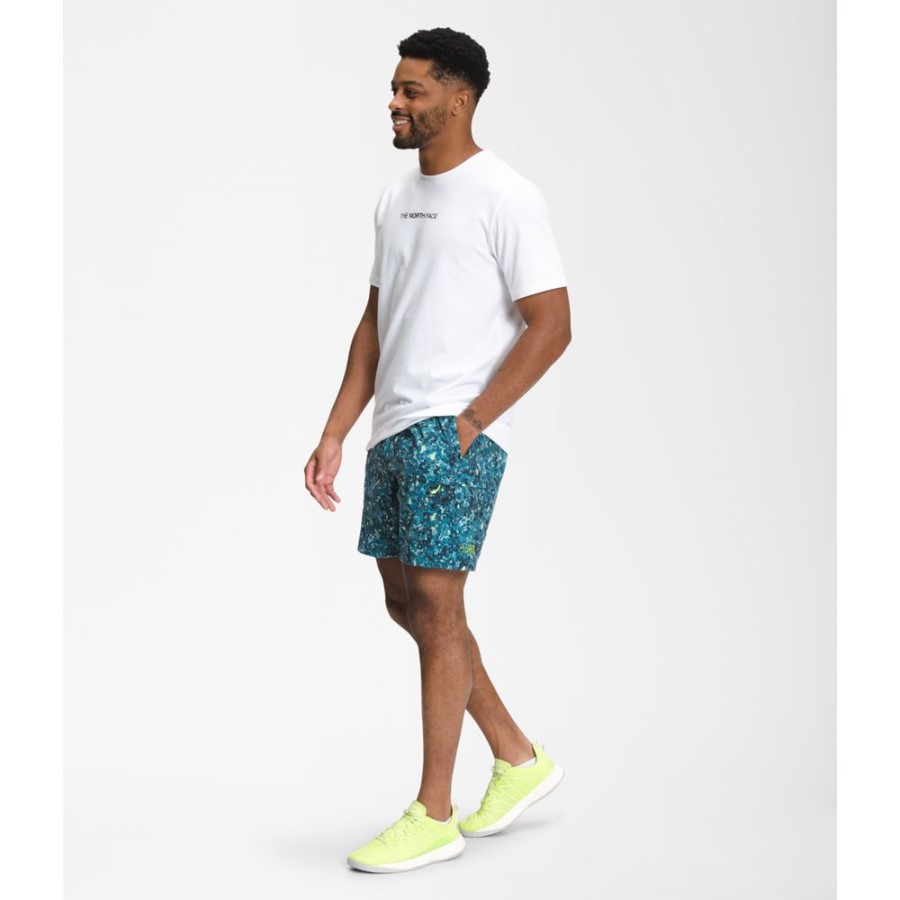 גברים חזזיות כחולות מודפסות מכנסיים קצרים חגורים בכיתה V