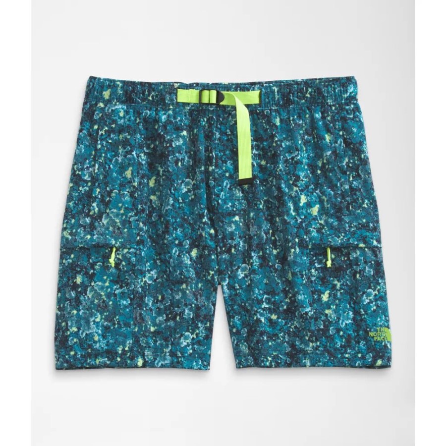 גברים חזזיות כחולות מודפסות מכנסיים קצרים חגורים בכיתה V