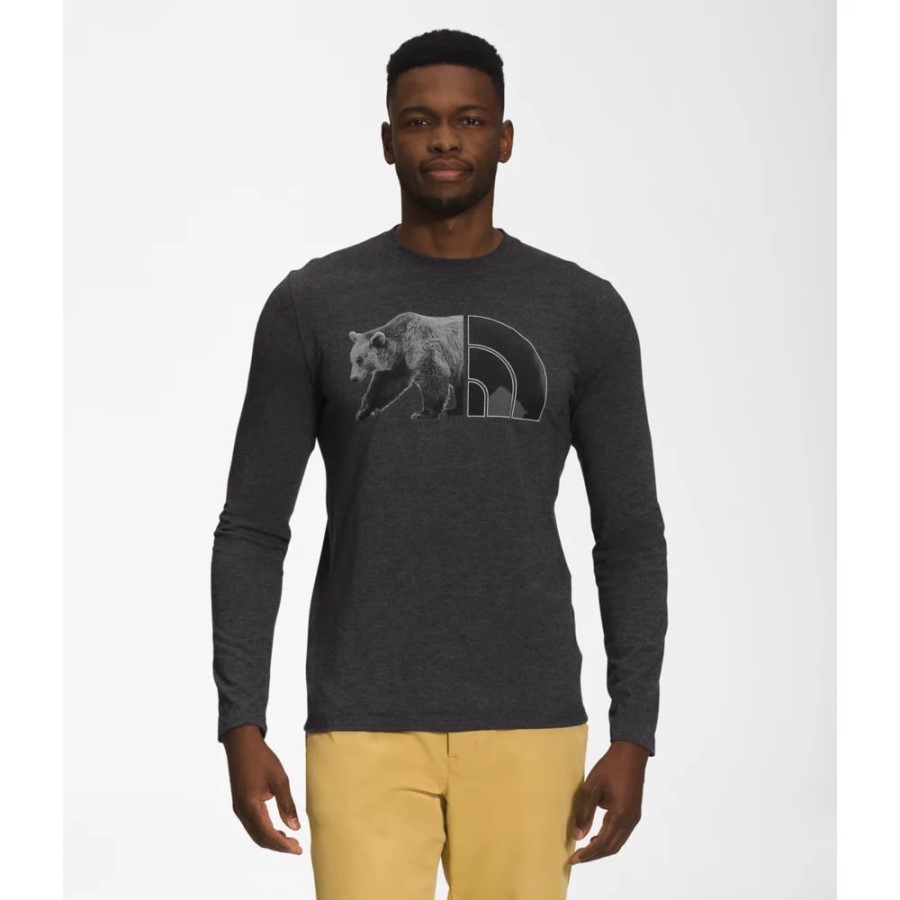 The North Face גברים שרוול ארוך טרי בלנד דוב טי שחור אברש