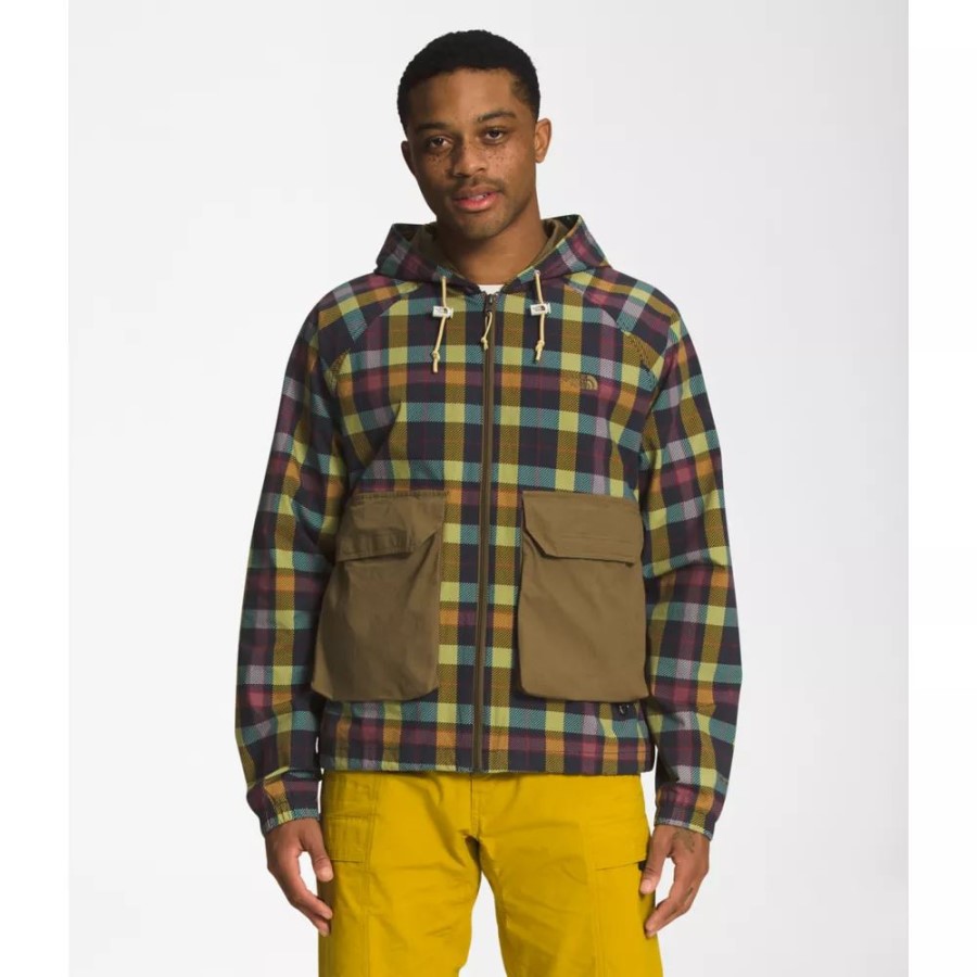 The North Face גברים מודפס Ripstop Wind Hoodie Wasabi Large