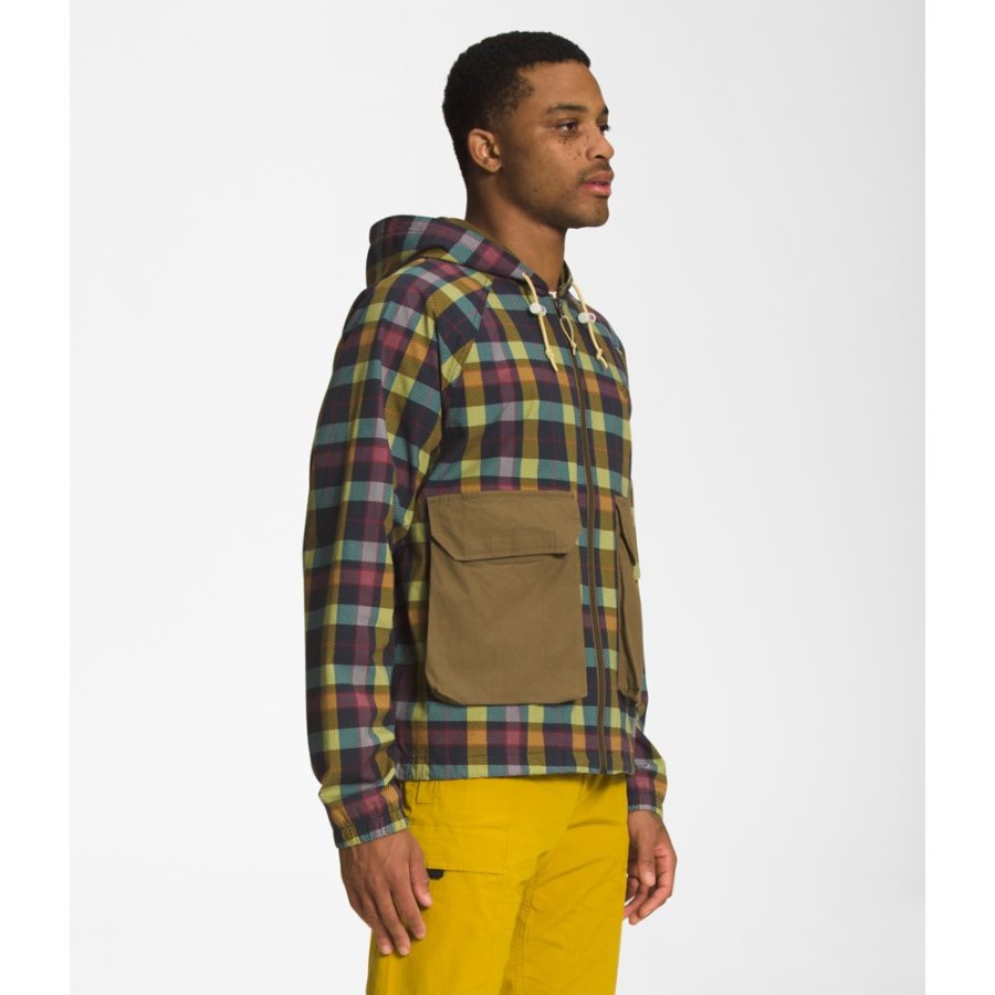 The North Face גברים מודפס Ripstop Wind Hoodie Wasabi Large