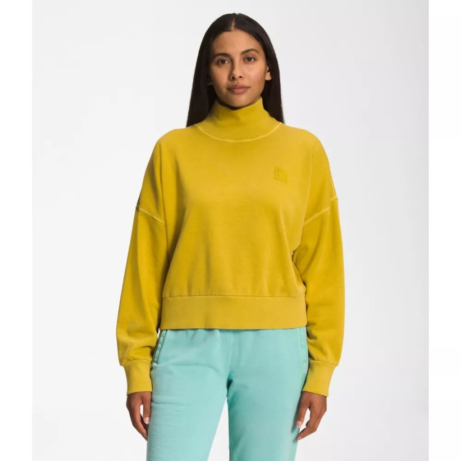 The North Face מינרלי זהב נשים סוודר צוואר דמה צבע בגד