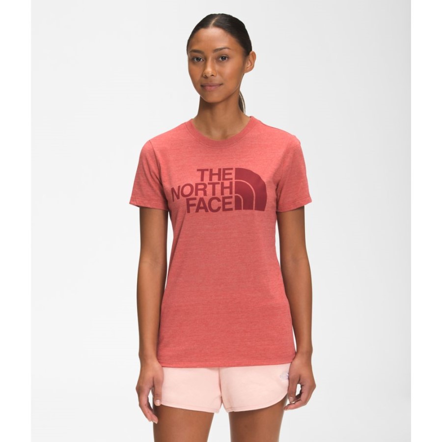 The North Face Spice אדום נשים שרוולים קצרים חצי כיפה טרי בלנד טי