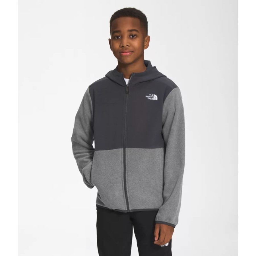 ה-North Face Teen Glacier ג'קט אפור עם רוכסן מלא