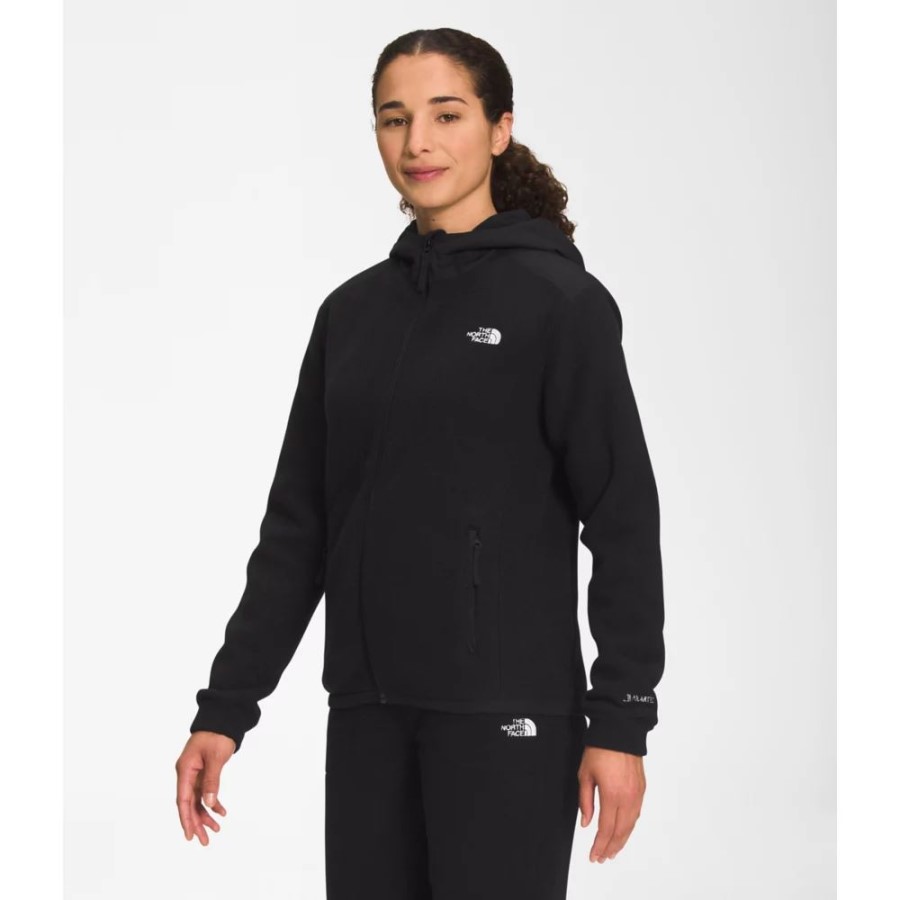 The North Face נשים Alpine Polartec 200 מעיל קפוצ\'ון מלא עם רוכסן שחור