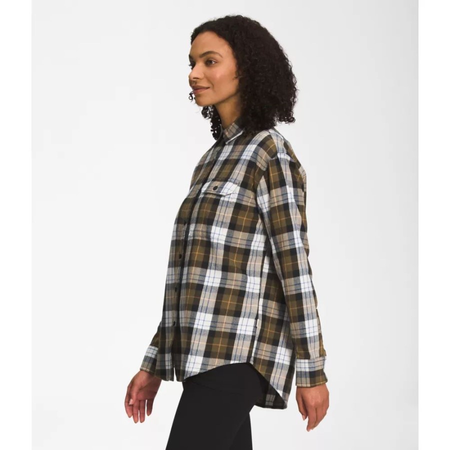 The North Face נשים ברקלי חולצת שרוולים ארוכים זית בינוני