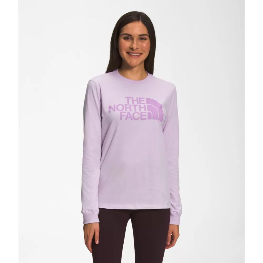 The North Face נשים עם שרוול ארוך חצי כיפה טי לוונדר ערפל