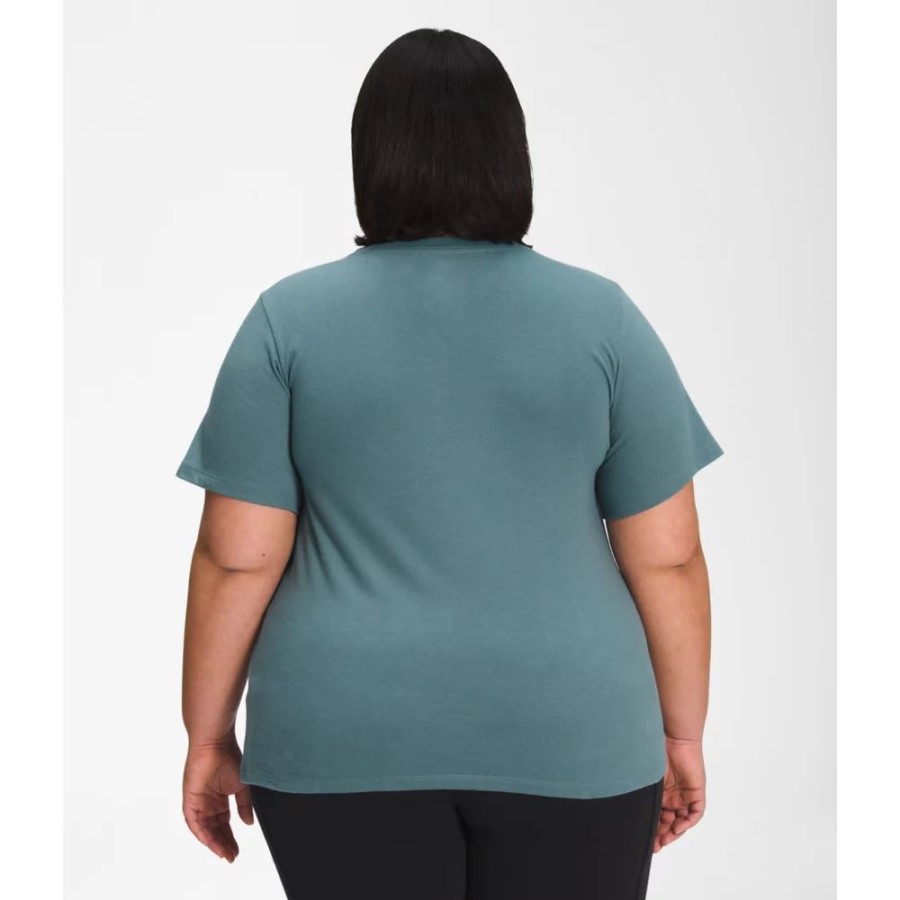 The North Face נשים בתוספת שרוול קצר חצי כיפה חולצת כותנה כחולה