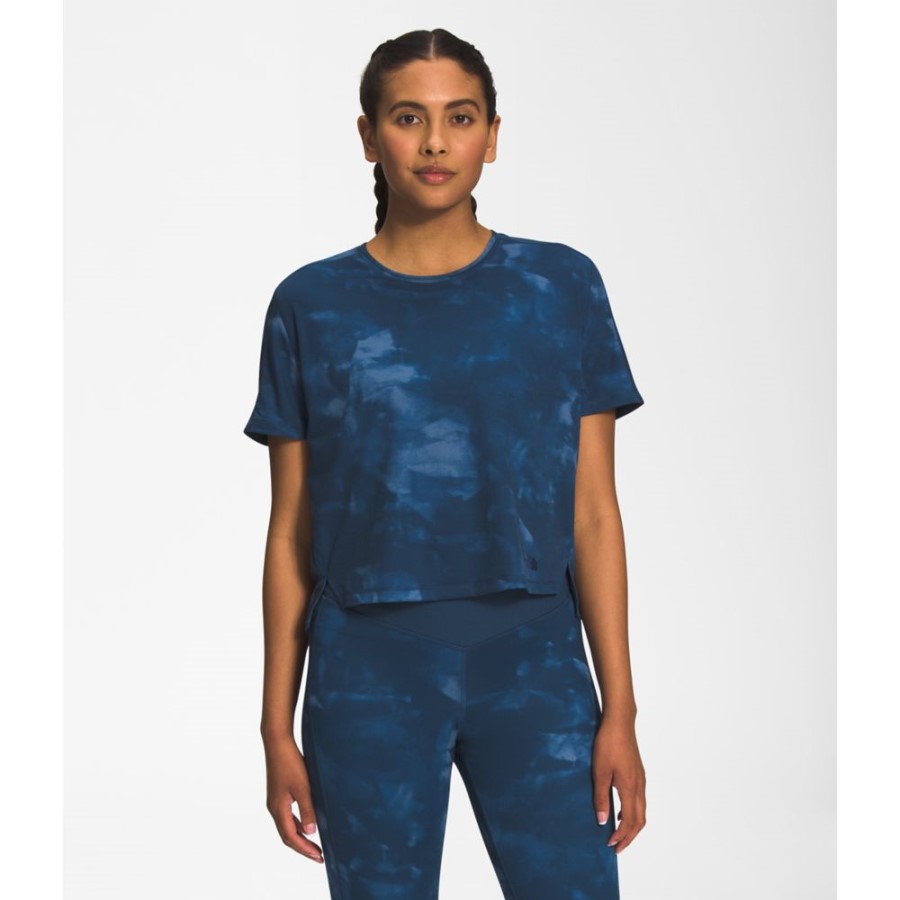 ה-North Face נשים מודפסות Dawndream נהר כחול שרוולים קצרים רגועים