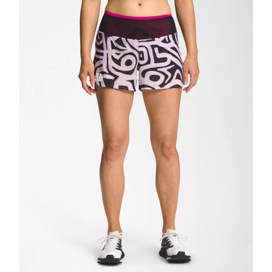 The North Face נשים מודפס טיסה Stridelight 4 מכנסיים קצרים לבנדר ערפל