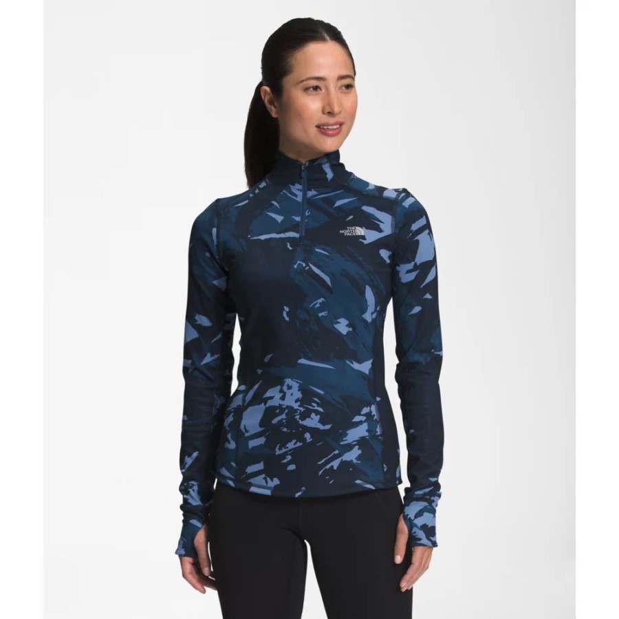 The North Face נשים מודפס חורף חם חיוני רוכסן כחול מוצל