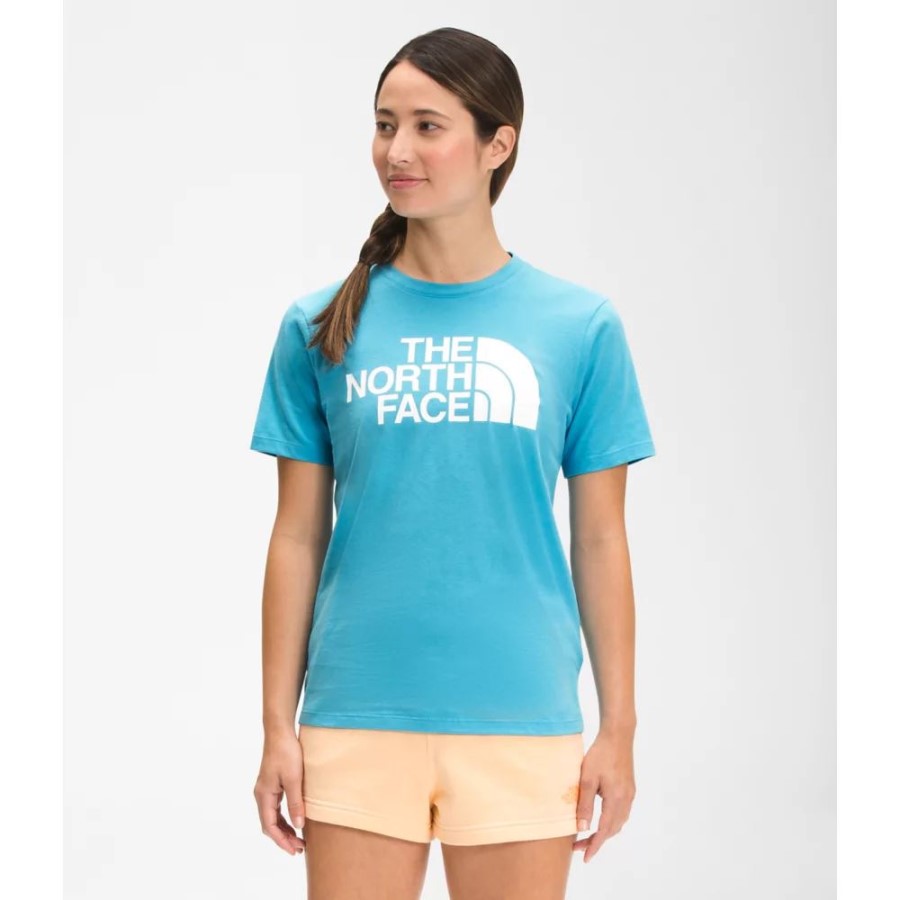 The North Face נשים שרוול קצר חצי כיפה חולצת כותנה כחול נורדי