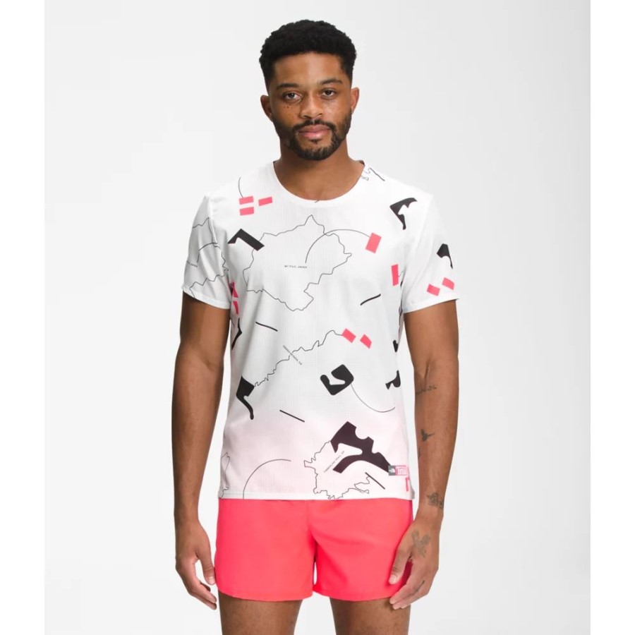 חולצת שרוולים קצרים מודפסת גברים לבנים