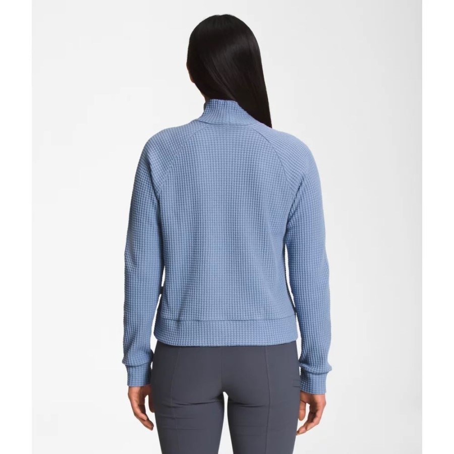 נשים שרוולים ארוכים מדומה צוואר צ\'בוט הצפון פנים עממי כחול