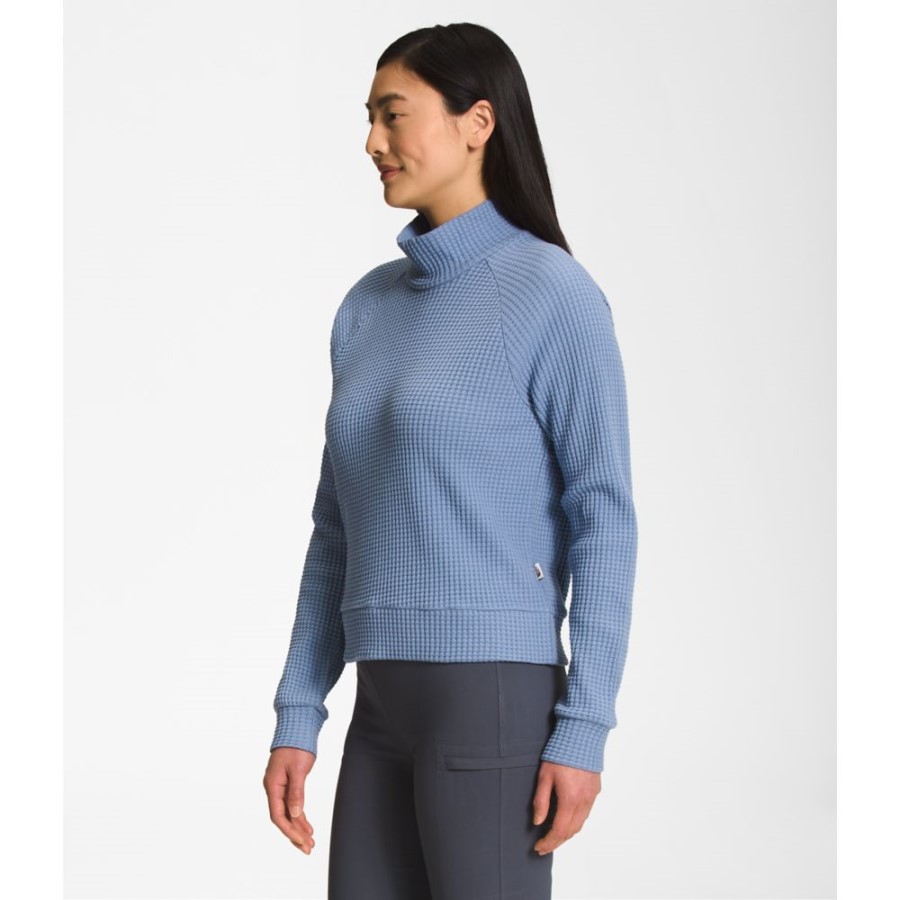 נשים שרוולים ארוכים מדומה צוואר צ\'בוט הצפון פנים עממי כחול