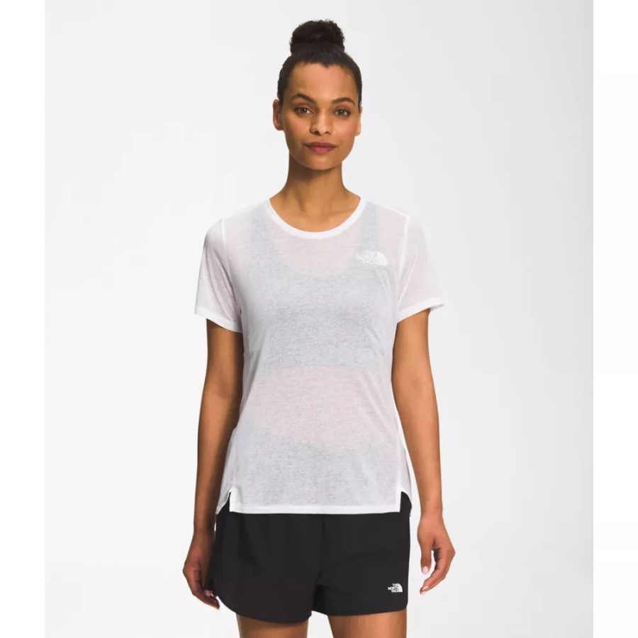 חולצה עם שרוולים קצרים לנשים, לבן החזית הצפונית