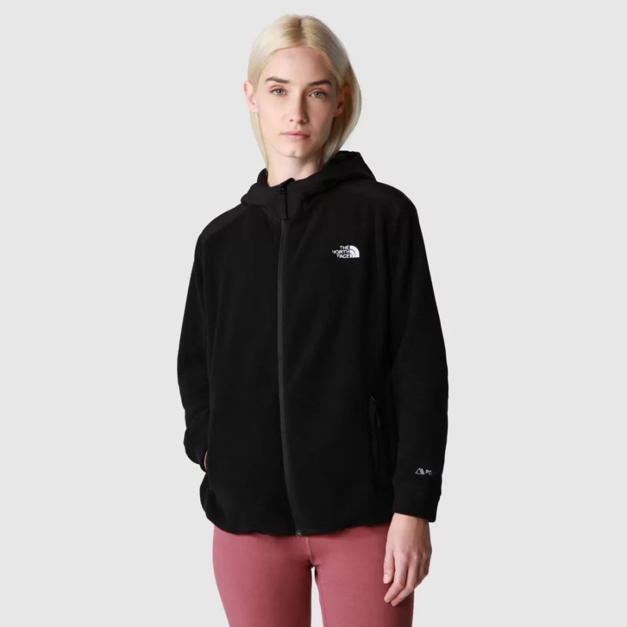 Black The North Face נשים Alpine Polartec Fleece 200 מעיל קפוצ'ון