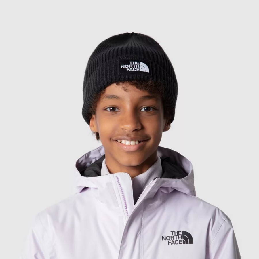 שחור ה-North Face Youth Tnf Box Beanie לוגו