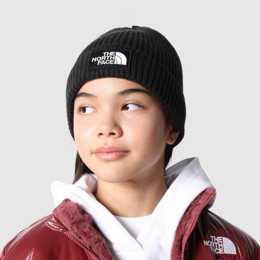 שחור ה-North Face Youth Tnf Box Beanie לוגו
