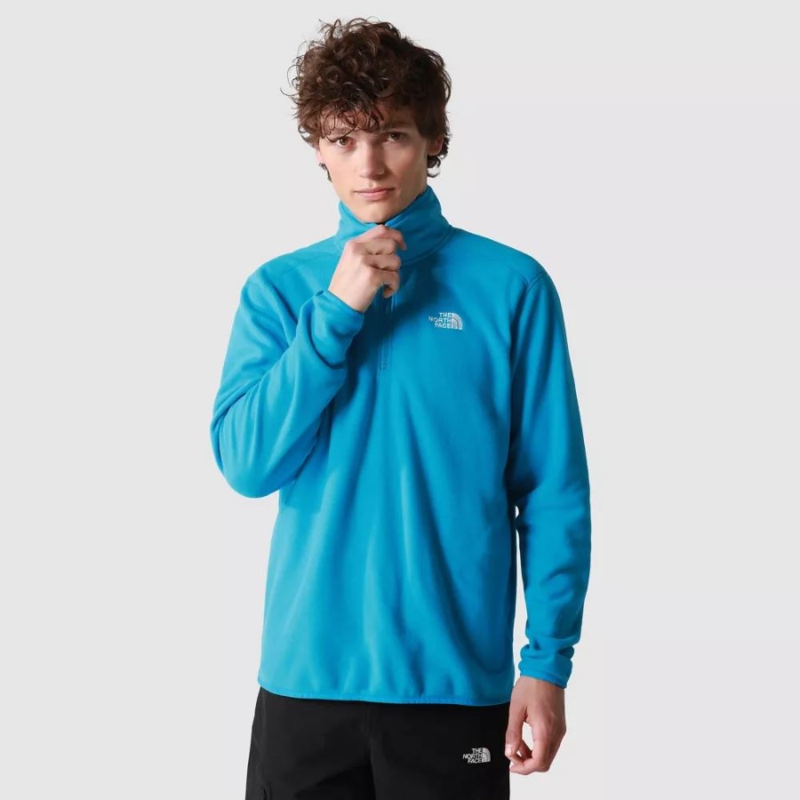 גברים כחולים 100 קרחון 1/4 צמר Zip החזית הצפונית