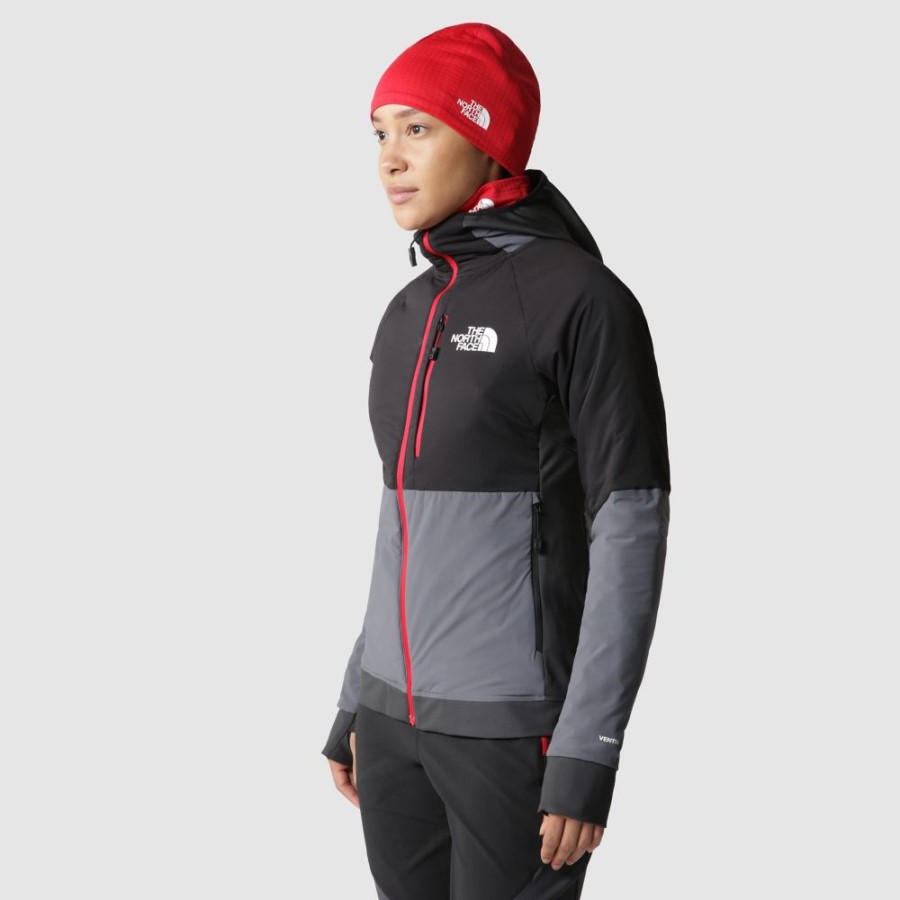 אפור ה-North Face נשים שחר להפוך ז'קט עם ברדס היברידי וטריקס