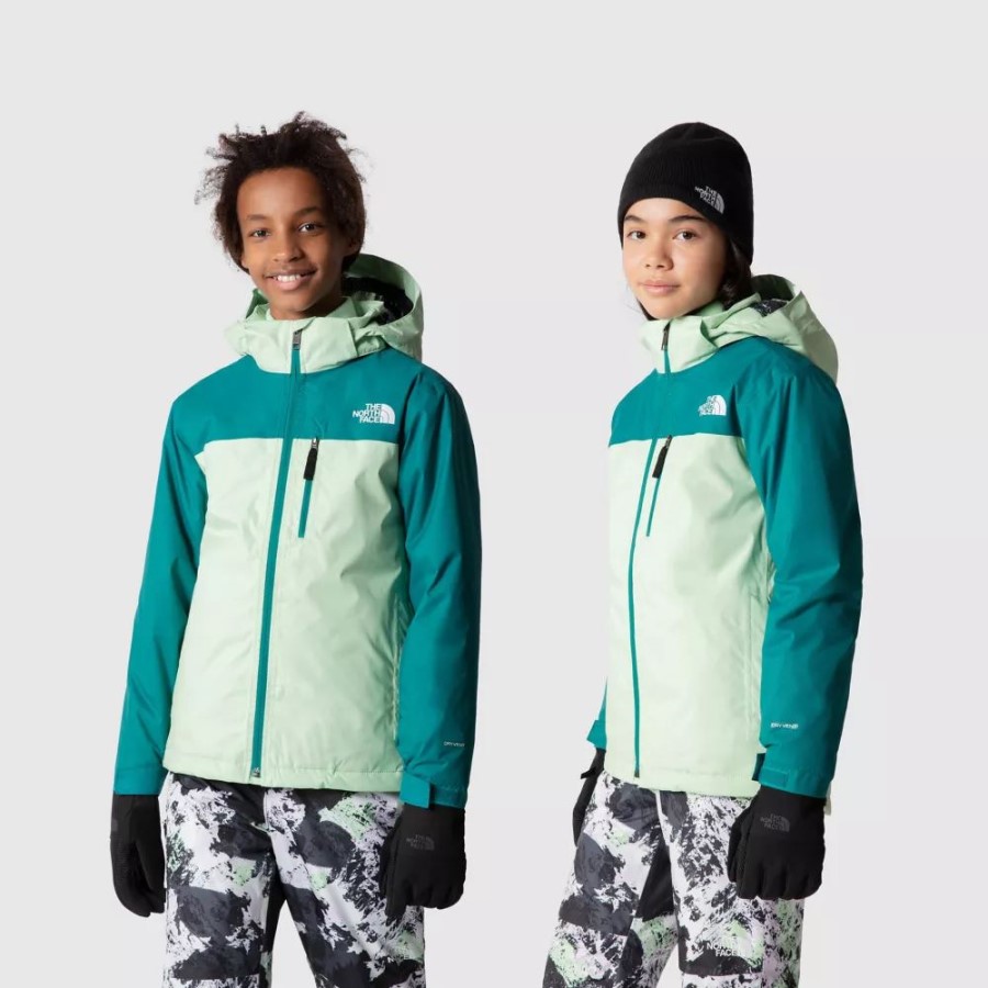 פטינה ירוקה ה-North Face Teens Snowquest פלוס ז'קט מבודד