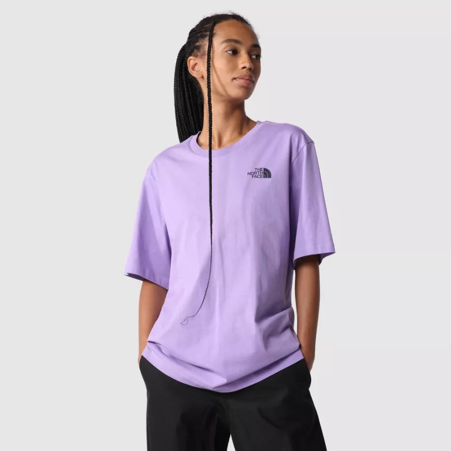 Peri Purple The North Face נשים חולצת טריקו עם כיפה רגועה