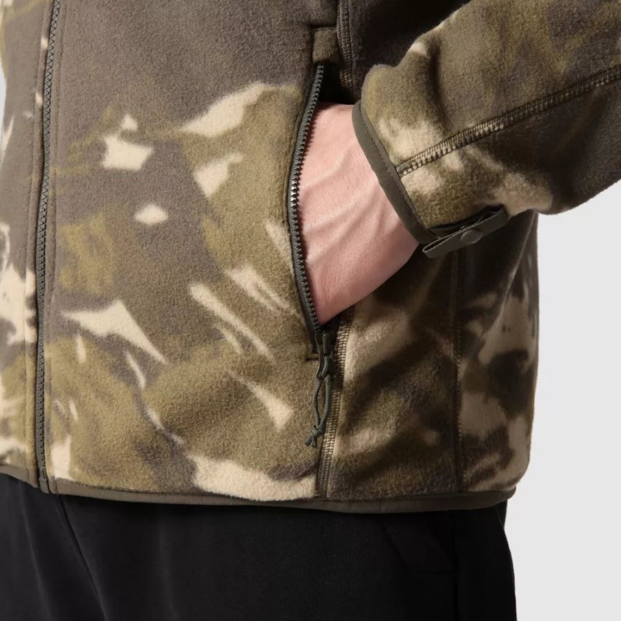 The North Face Men 100 Glacier Full Zip פליס בצבע חום ירוק